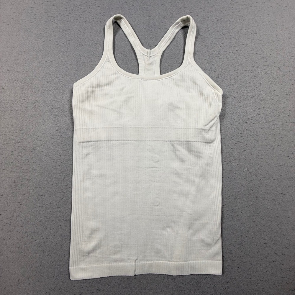 Lululemon Ebb to Street Tank Top White Ribbed Racerback Activewear Size 6 - Picture 3 of 4